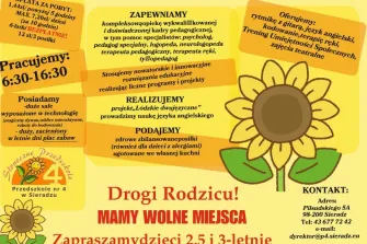 Przedszkole nr 4. Wolne miejsca dla Waszych Maluchów
