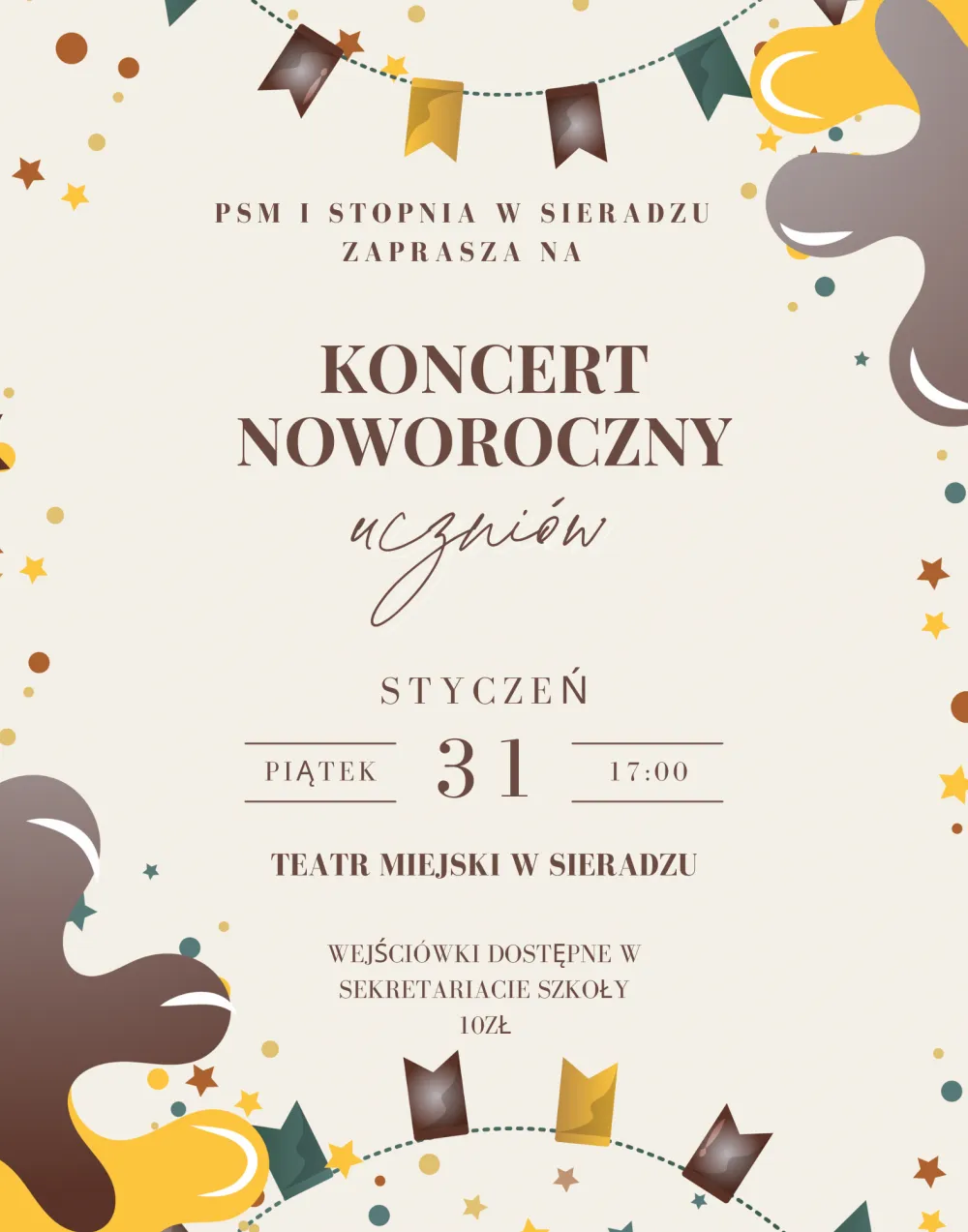 Koncert Noworoczny w wykonaniu uczniów Państwowej Szkoły Muzycznej I stopnia w Sieradzu 