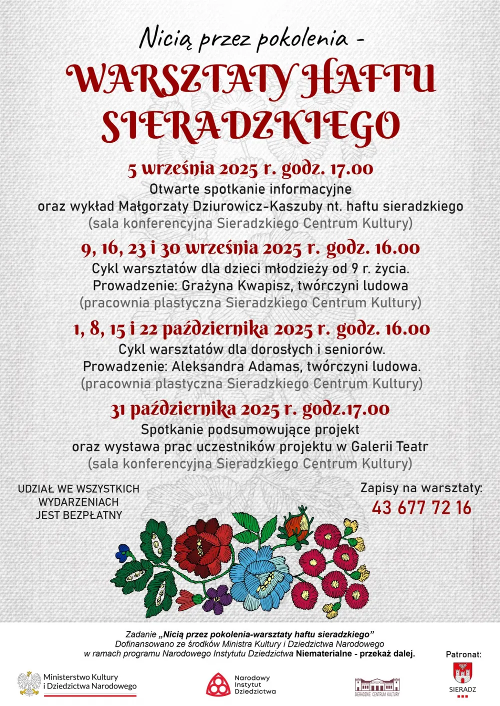 Nicią przez pokolenia - warsztaty haftu sieradzkiego