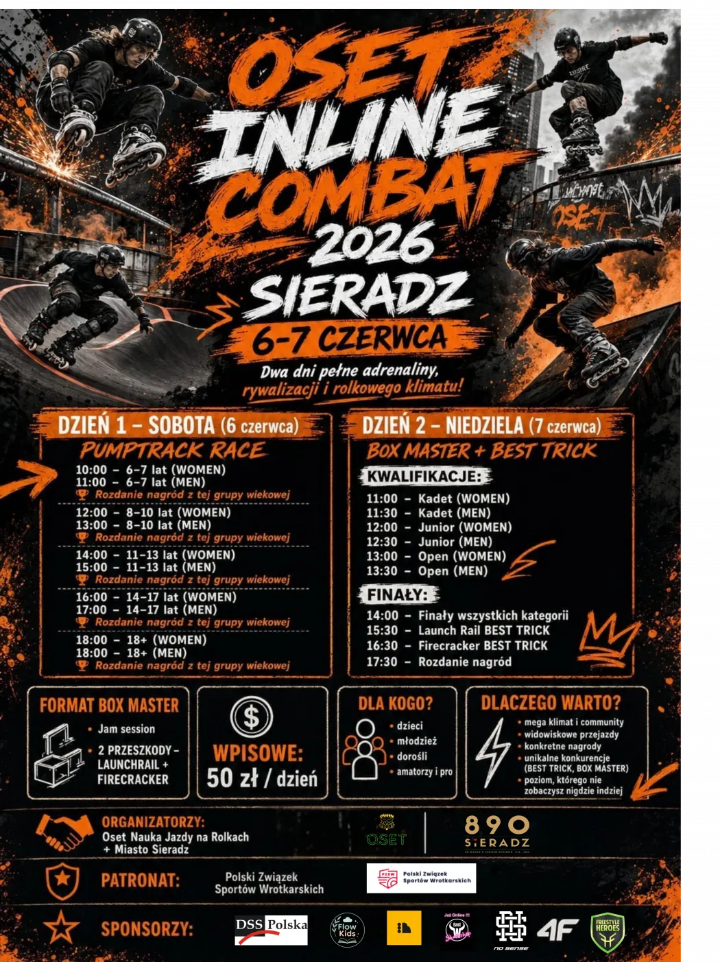 OSET Inline Combat w Sieradzu. Dwa dni sportowych emocji na rolkach